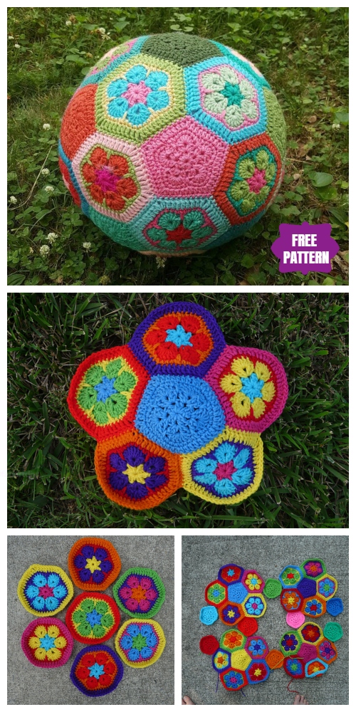 DIY Crochet African Flower Soccer Ball Free Crochet Pattern