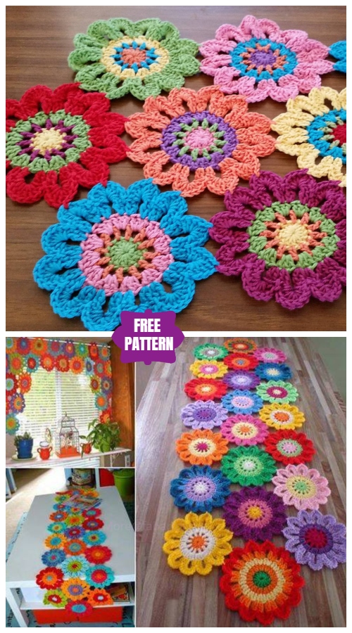 DIY Crochet Flower Power Valance Free Crochet Pattern - Video