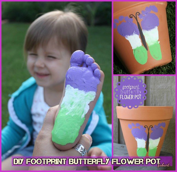 DIY Footprint Butterfly Flower Pot Planter Tutorial