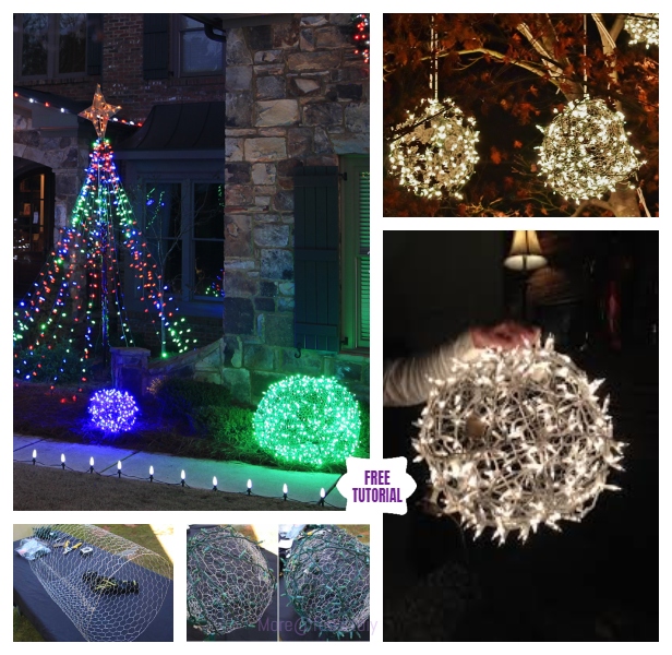 DIY LED String Light Giant Chicken Wire Christmas Light Ball Tutorials - Video