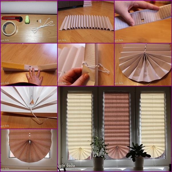 DIY fold paper window shade-DIY Fan Roman Shade Tutorial