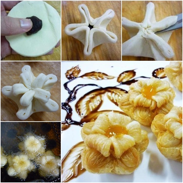 fried flower puff pastry