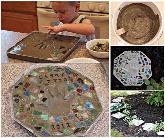 How to DIY Cute Handprint Cement Stepping Stone tutorial