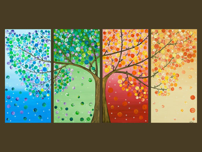 DIY 4 Season Button Tree Canvas Wall Art Tutorial