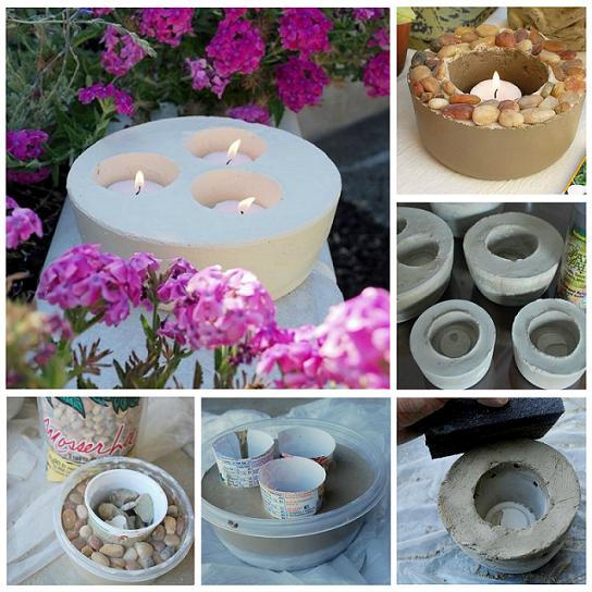 DIY Garden and Home Cement Candleholders