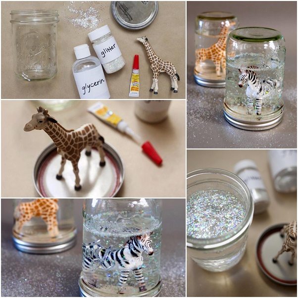 DIY Glitter Snow Globes from Mason Jars