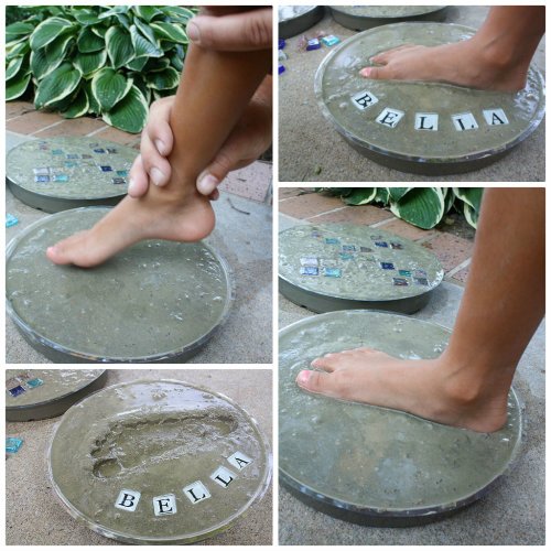 How to DIY Cute Footprint Cement Stepping Stone tutorial