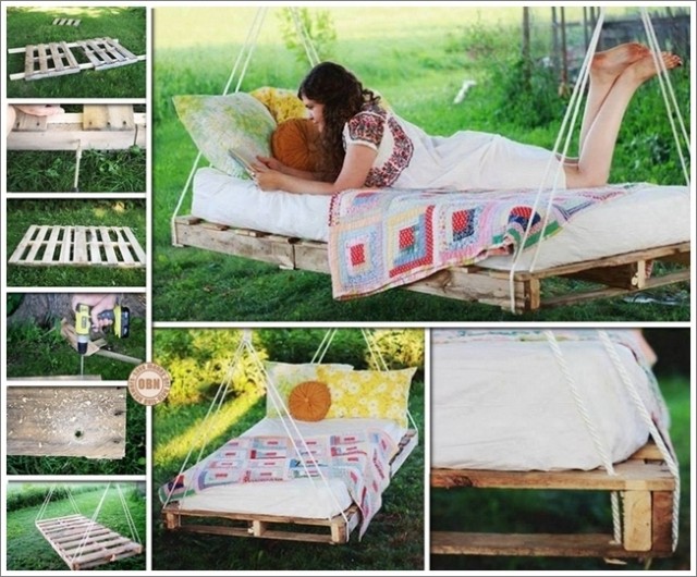 DIY Pallet Swing Bed-Upcycle Pallets into a fabulous Swing Bed.