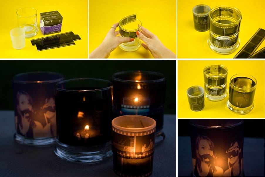 DIY Photo Negatives Candle Holders