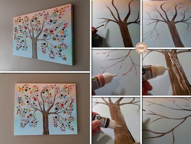 DIY button tree on canvas wall art