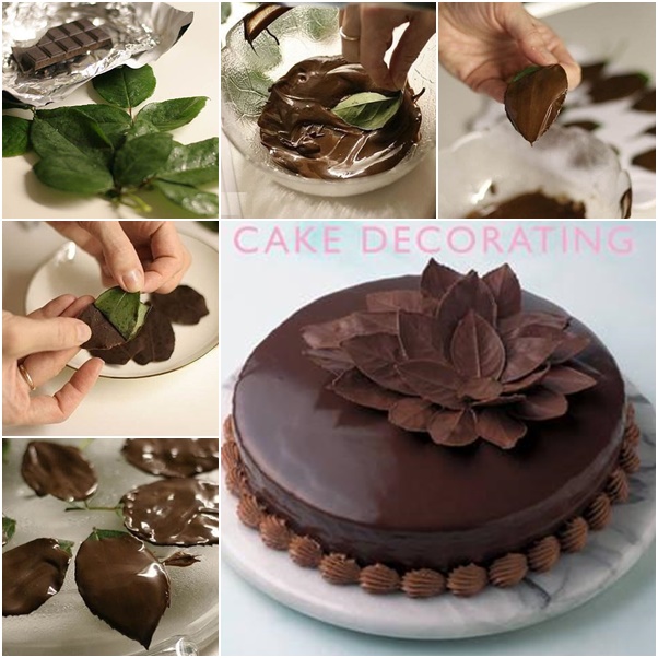 How to make chocolate leaves cake topper decorating tutorial with video