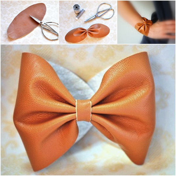 DIY leather bow bracelet