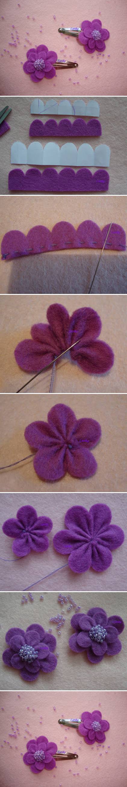 Felt flower hairclip tutorial