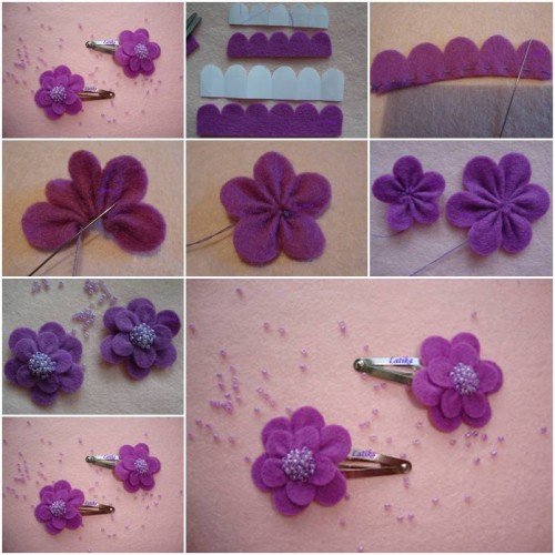 Felt flower hairclip