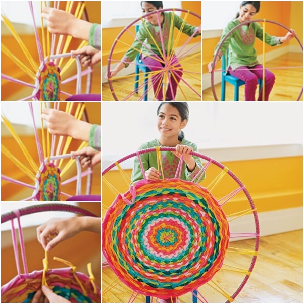 Hula Hoop Woven Rug From Old T-Shirts