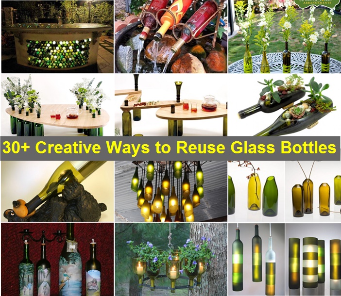 Home and garden decorating Ideas of old wine bottles