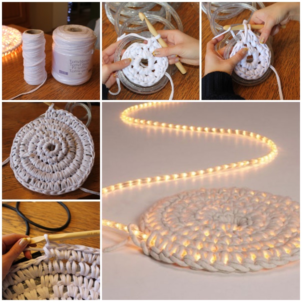 How to DIY Crochet Illuminated String Light Rug