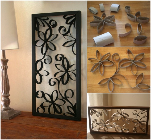 DIY Metal looking Paper Roll Tubes Wall Art