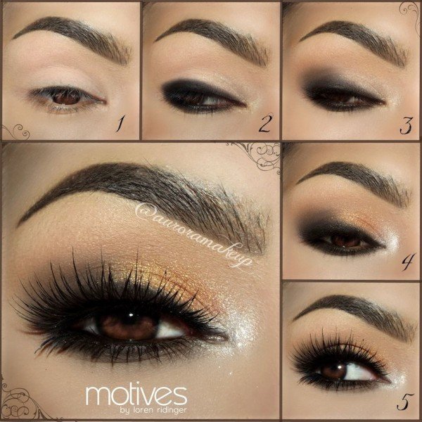 DIY Stunning Shimmery Gold Smokey Eye Makeup Tutorials