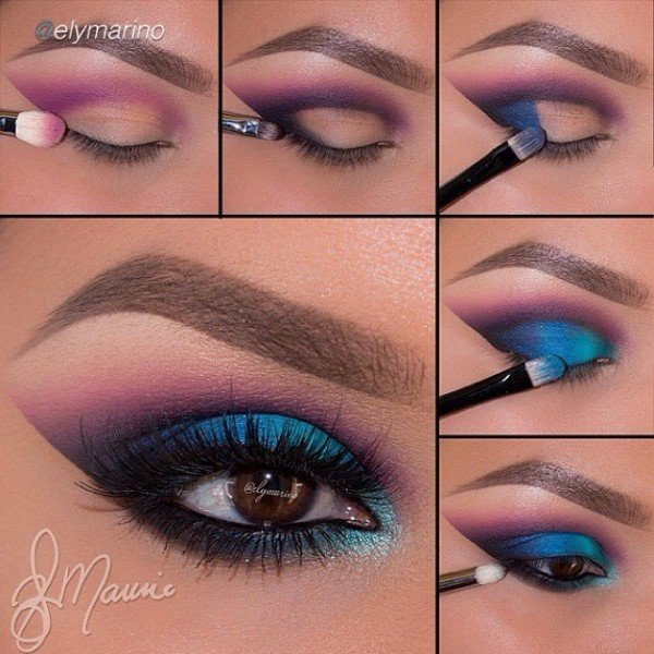 Stunning Shimmery Smokey Eye Makeup DIY Tutorials - peacock eye makeup