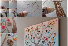 How to DIY Vibrant Button Tree Canvas Wall Art DIY Vibrant Button Tree on Canvas wall art tutorial