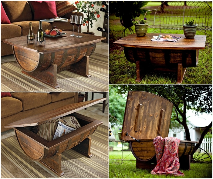 Recycle Wine Barrel into Amazing Whiskey Coffee Table-DIY Wine Barrel Coffee Table Free Plan