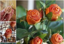 How to DIY Edible Bacon Rose Bouquet bacon rose bouquet f