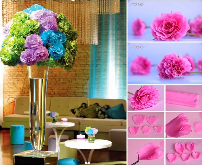 DIY Beautiful Crepe Paper Rose Centerpiece