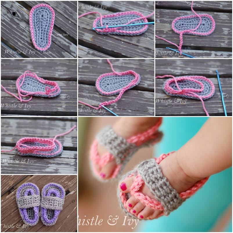 crochet baby flipflop sandals