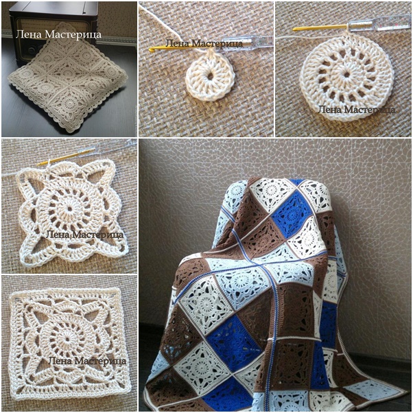 Crochet Beautiful Lace Square Motif blanket/Bedding Free Pattern with Pictures