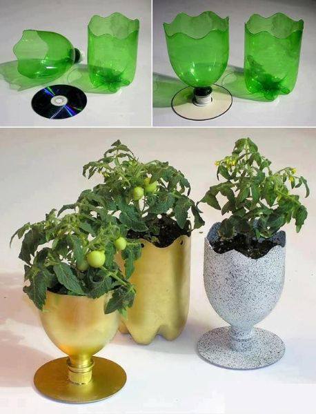 cup planter from plastic bottles