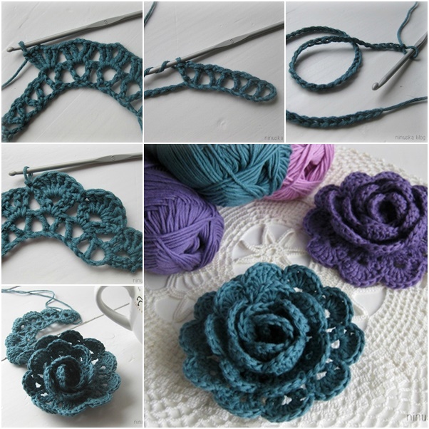 Crochet Pretty 3D Lace Rose Free Crochet Pattern