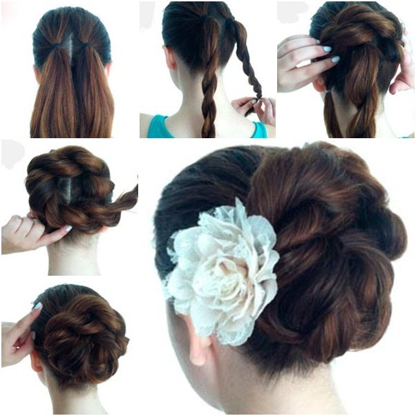 DIY Easy Twist Double Rope Bun Updo Hairstyle