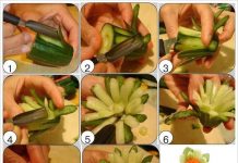 How to DIY Pretty Cucumber Carrot Garnish Flower edible cucumber and carrot garnish flower