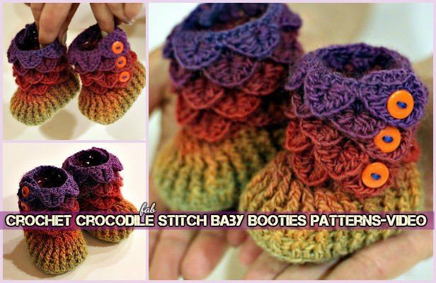 Crochet Dragon Scale Crocodile Stitch Baby Boots Free Patterns-Video