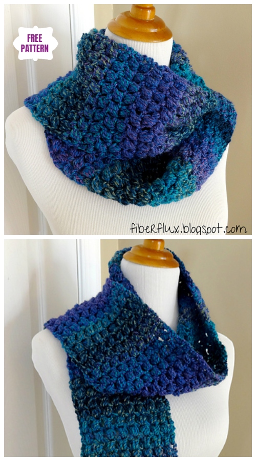 Crochet Diagonal Puff Stitch Scarf Free Crochet Pattern