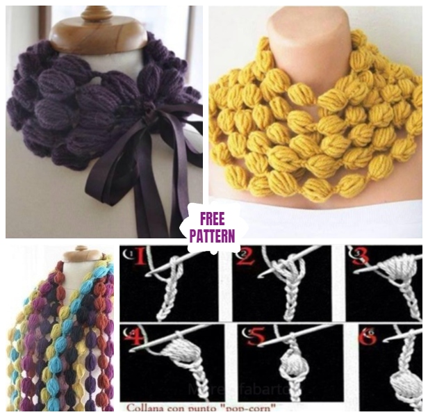 DIY Crochet Bubble Puff Stitch Scarf Necklace - Video