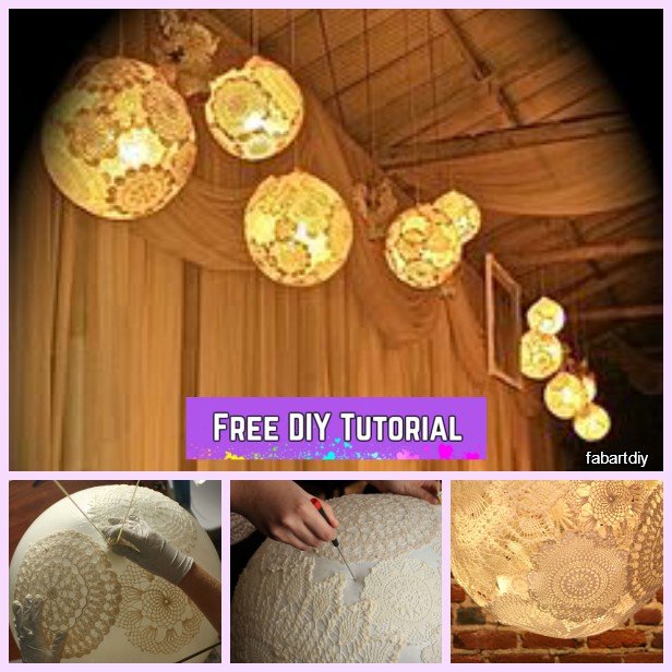  DIY Spets Doily lampa handledning