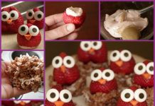 DIY Owl Strawberries Sweet Treats Recipes DIY Owl Strawberry in Krispy Nest With Cream Cheese Stuffing