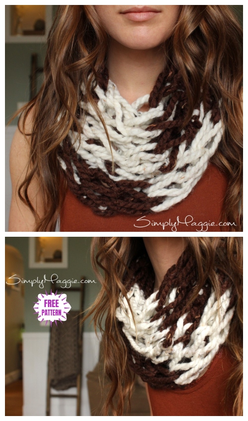 How to DIY Arm Knit Striped Scarf in 30 Minutes Tutorial - Video