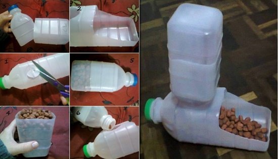 How to DIY Homemade Pet Feeder from Plastic Bottles