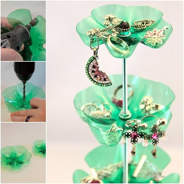 jewelry stand from plastic bottle