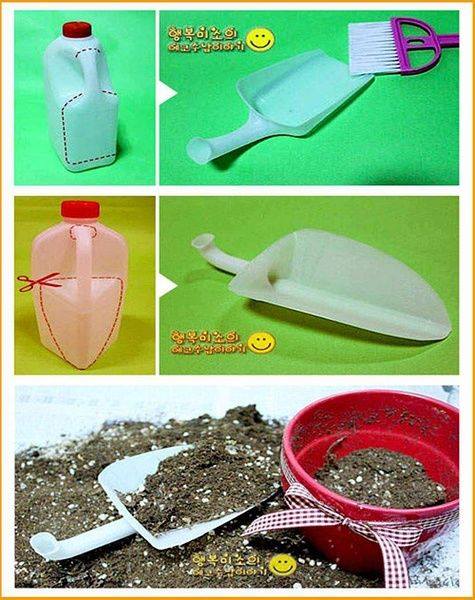 repurpose milk bottles into shovel