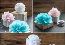 How to DIY Paper Flower for Gift Packaging DIY MINI TISSUE POMS AND FLOWER GIFT TOPPERS