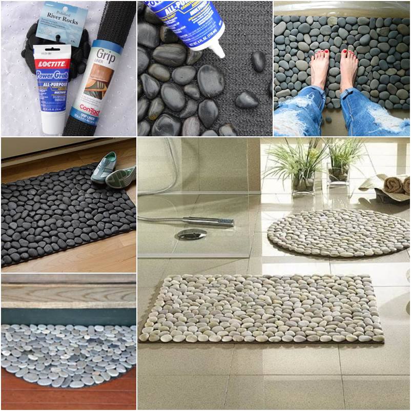 unique floor mat of stones