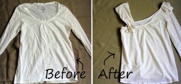 10+ Fab Ideas to Refashion T-shirt into Chic Top - one shoulder ruffle shirt tutorial