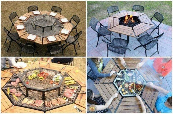 Creative Multi-Purpose Jag Grill Firepit BBQ TableGrill Firepit BBQ Table