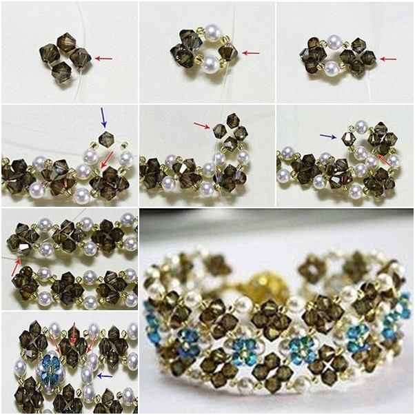 Crystal Flower Bed Bracelet