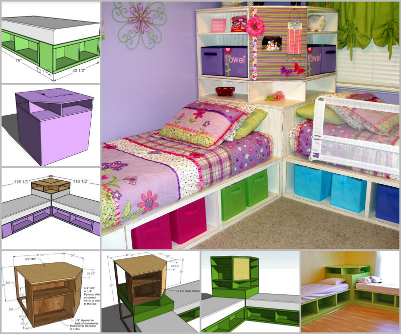 l shaped twin beds with corner unit