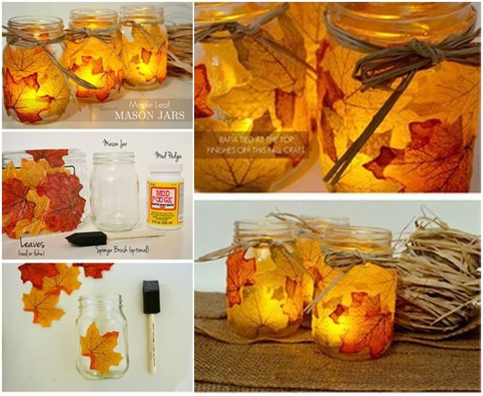 DIY Leaf Mason Jars